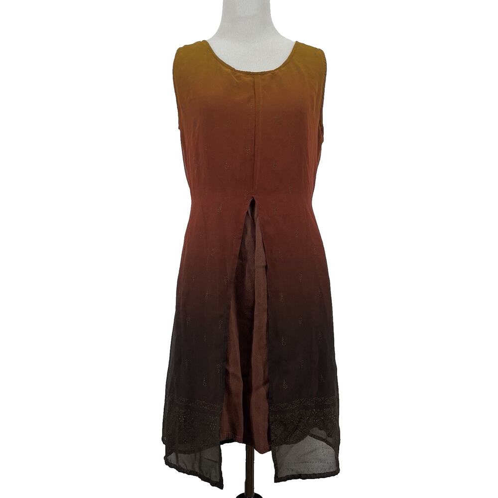 Sensations Size S‎ Vintage Y2K Sheer Ombre Overlay Dress Fairy Grunge Brown